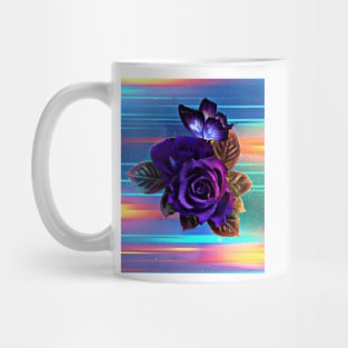 Colorful strikes and purple rose Mug